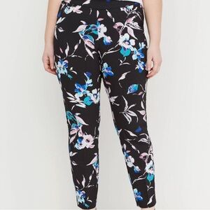 Lane Bryant The Allie Floral Black Pants Size 28